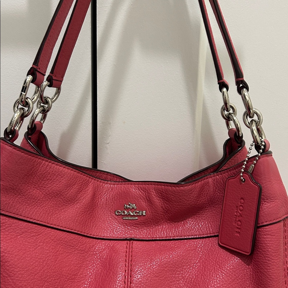 Coach Lexy Pebbled Leather Shoulder Bag in Strawberry Pink - Picture 7 of 13
